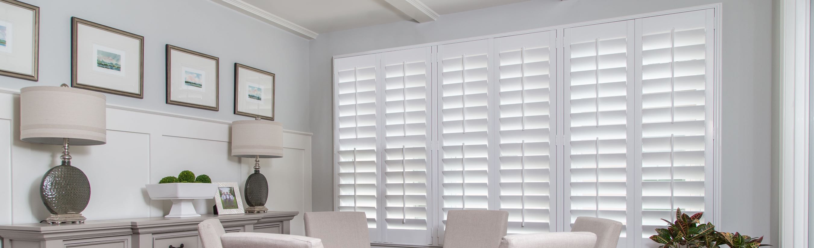 White Shutters in Modern Dining Room